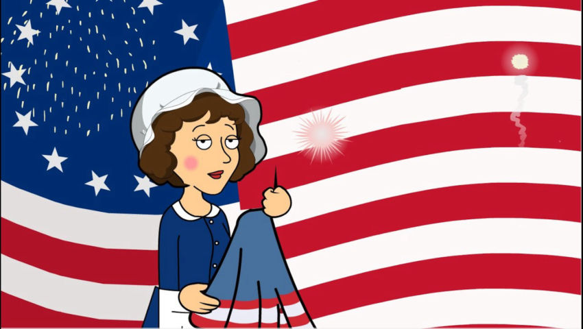 Political Cartoon U.S. Bloody American Flag Stars and Stripes Mass