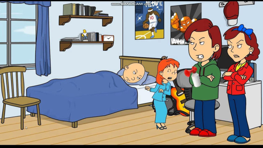 Rosie Wakes Caillou Up And Gets Grounded