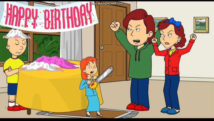 Rosie Ruins Caillou's Bday Cake and gets Grounded