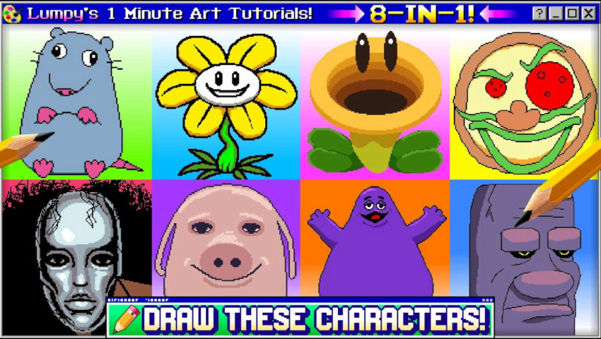Lumpy's 1 MINUTE Art Tutorials! ✏️ Draw These Characters! (8-in-1 Compilation)