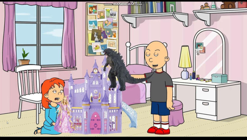 Classic Caillou Scares Rosie w/ His Godzilla Toy/Grounded