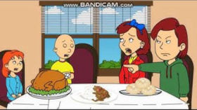 Caillou Punches Rosie For Not Sharing the Thanksgiving Turkey/Grounded by African Vulture